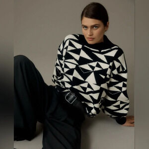 NWOT Maeve By Anthropologie Easy Pullover Geometric Sweater